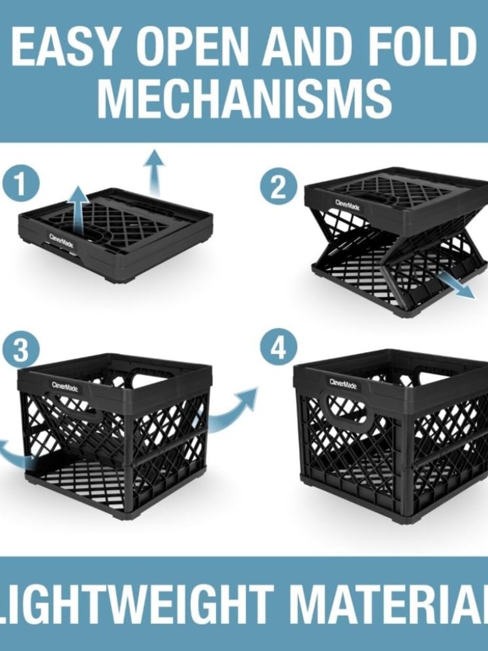 Collapsible Milk Crate 25L 6.6 Gal, 50 lb Capacity Heavy Duty Folding Crate – St - Picture 7 of 9